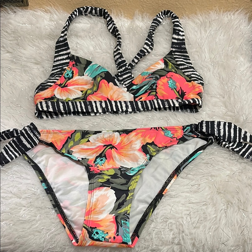 SKYE Floral Striped Bikini Set